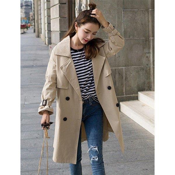 トレンチコート レディース ロング ゆる感 ラグランスリーブ ダブル