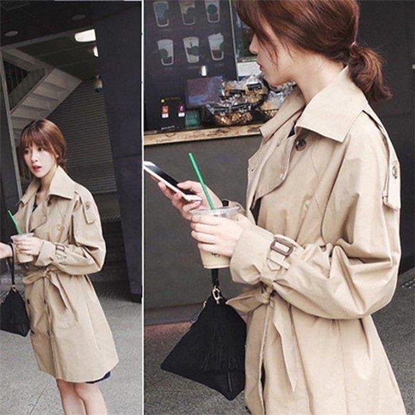 トレンチコート レディース ロング ベルト ダブルボタン ラグラン