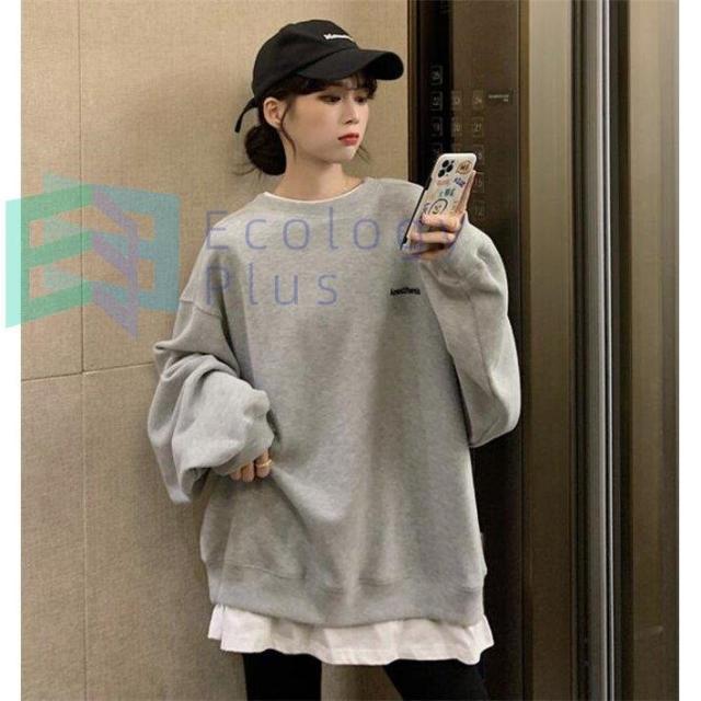 パーカー レディース 重ね着 Ｔシャツ 春 トレーナー 可愛い ゆる 体型カバー カジュアル 4,617円