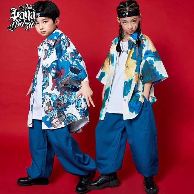 ステージ衣装 ダンスウェア キッズダンス衣装 ヒップホップ 韓国子供服 jazz 練習着 女の子 男の子 セット運動着 派手 体操服 シャツ パンツの通販はセットアップ