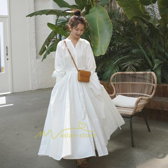 ロングワンピース ワンピース ロングワンピ レディース マキシ丈 ワンピ Aライン 体型カバー 無地 ゆったり おしゃれ きれいめ 長袖 春夏秋 秋物 エレガント