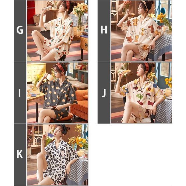 ナイトウェア ルームウェア パジャマ 部屋着 レディース リラックスウェア 半袖 前ボタン アニマル 総柄 ホワイト ブルー 黒 可愛い ベージュモダン ナイトウェア ルームウェア パジャマ 部屋着 レディース リラックス