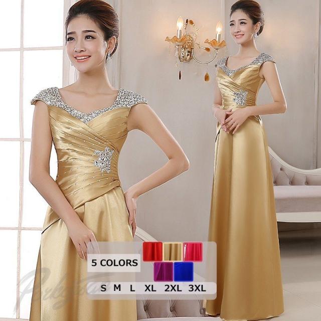 パーティードレス ワンピース 大きいサイズ イブニングドレス 結婚式 披露宴 演奏会 二次会 キレイめ フォーマル Aラインドレス 着痩せ エレガンス 30代 40代の通販は 7,200円