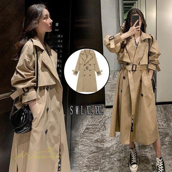 トレンチコート レディース トレンチ コート アウター 上品 お洒落 通勤 ゆったり スリム エレガント チェスターコート ロング 春秋冬 お出かけ シンプル 女性の通販は
