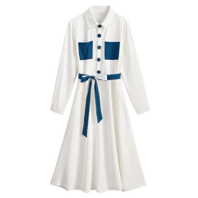 シャツワンピース レディース 春 きれいめ フォーマルワンピース トップス Aライン ロング丈 ハイウエスト 長袖 二次会 通勤 OL 着痩せ 大きいサイズ ゆったり シャツワンピース レディース 春 きれいめ フォーマルワンピース