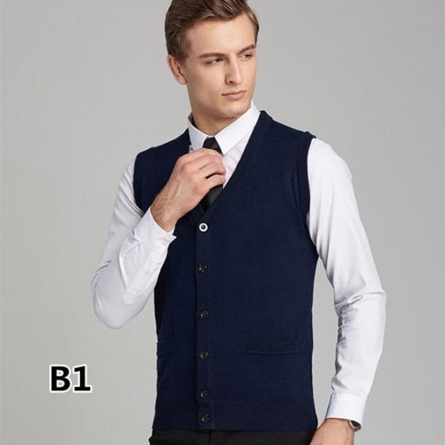 ベスト ニット メンズ 前開き Vネック 紳士ベスト 春 秋 大きいサイズ