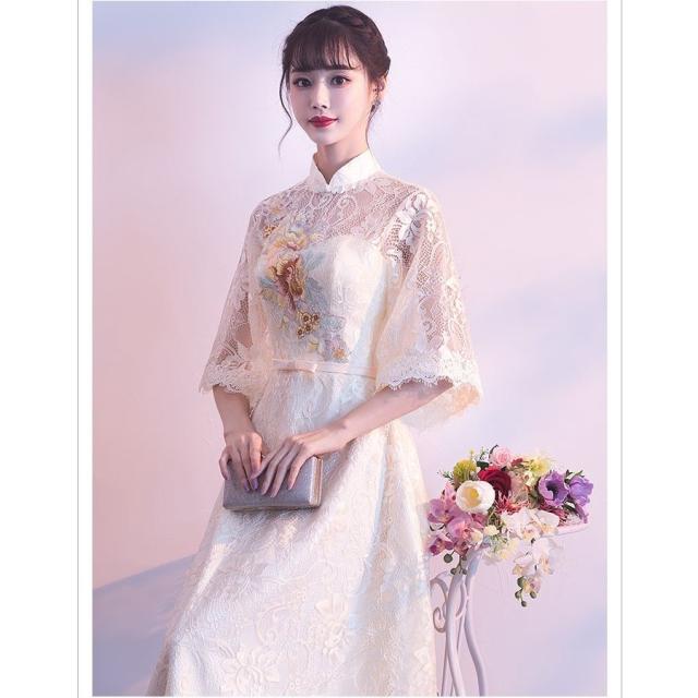 チャイナドレス ワンピース チャイナ服 花柄 中国風 ロング丈 刺繍 花柄 シースルー イブニングドレス 二次会 発表会 お呼ばれ 着痩せ チャイナドレス ワンピース チャイナ服 花柄 中国風 ロング丈 刺繍 花