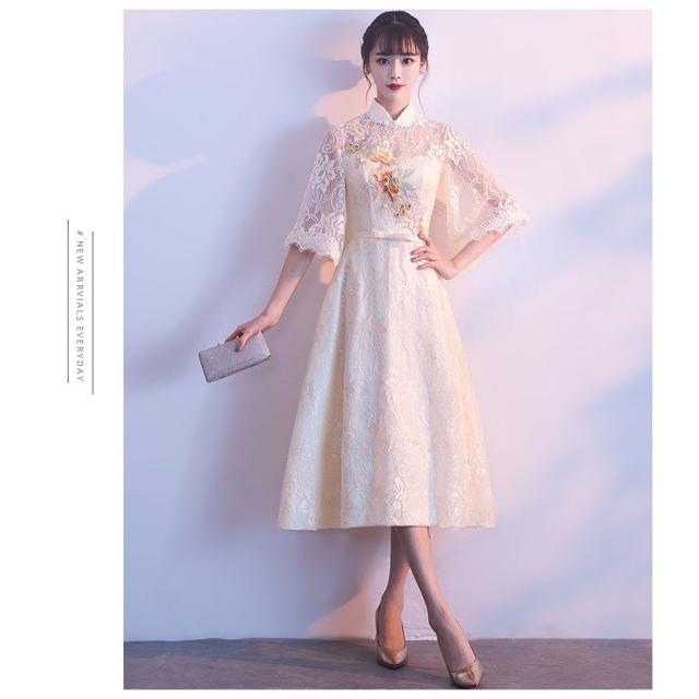 チャイナドレス ワンピース チャイナ服 花柄 中国風 ロング丈 刺繍 花