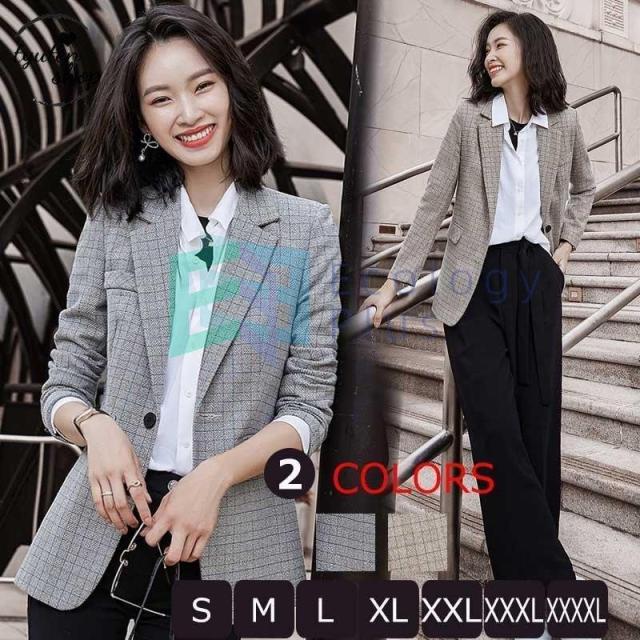 テーラードジャケット レディース ジャケット チェック柄 ゆったり 長袖 スリット スリム 大きいサイズ ビジネス ブレザー フォーマル オフィス カジュアル