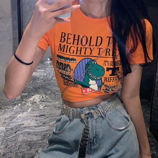 Tシャツ レディース 個性 半袖 ショート丈 へそ出し デニム トップス セクシー 韓国ファッション 原宿系 ヒップホップ ダンス ストリート風 カジュアル yoyo35206681_4.jpg