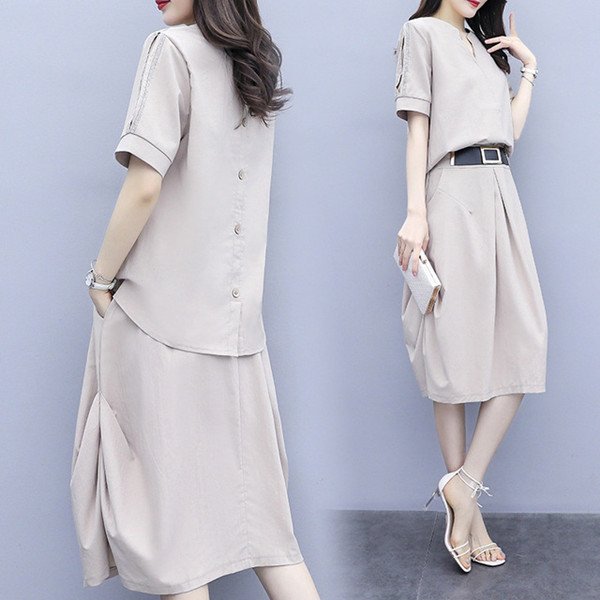 レディース シンプル ビジネス 2点セット セットアップ シャツ ブラウス スカート フォーマル 通勤 オフィス OL 上下セット 大人 ゆったり