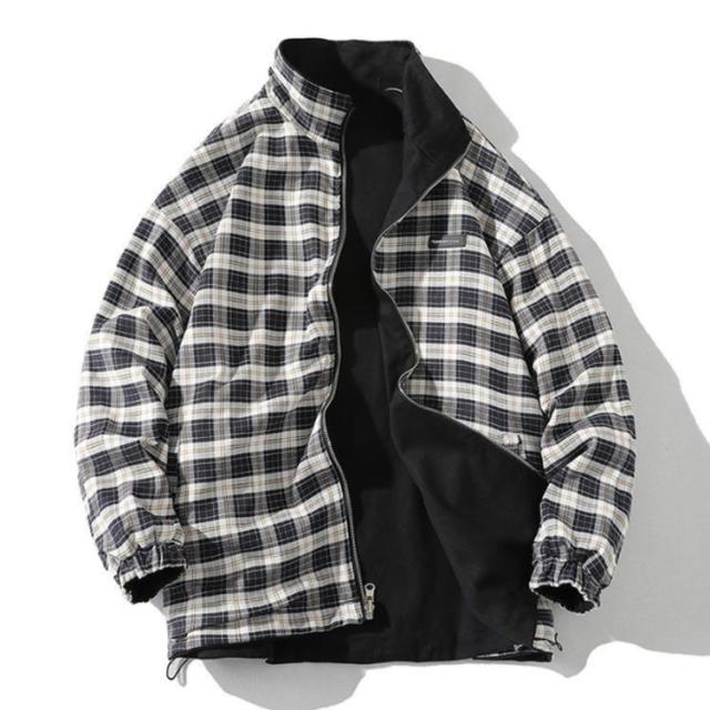 チェック柄 ストリート リバーシブル アウター 【送料無料】ナイロン