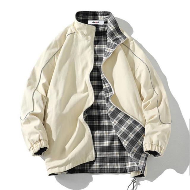 チェック柄 ストリート リバーシブル アウター 【送料無料】ナイロン
