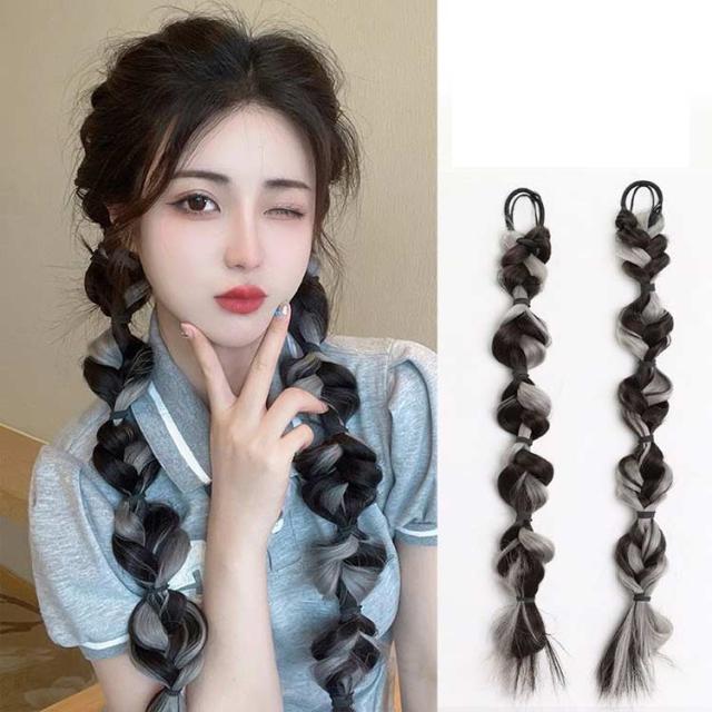 ウィッグ グラデーション 毛束 ヘア みつあみ 編み込み