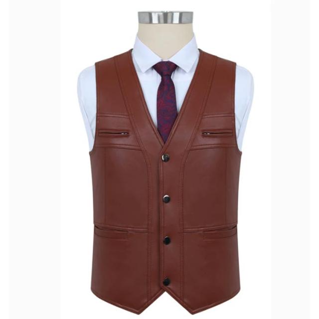 本革 レザーベスト ベスト カジュアル ジレベスト ベスト前開き