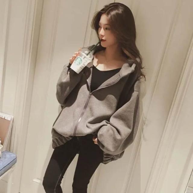 パーカー レディース 韓国 オーバーサイズ 秋冬 冬 大きめ 大きい ビッグ 前開き ゆったり ジップ アウター 上着 長袖 フード カジュアル レディース パーカー 韓国 オーバーサイズ 秋冬 冬 大きめ