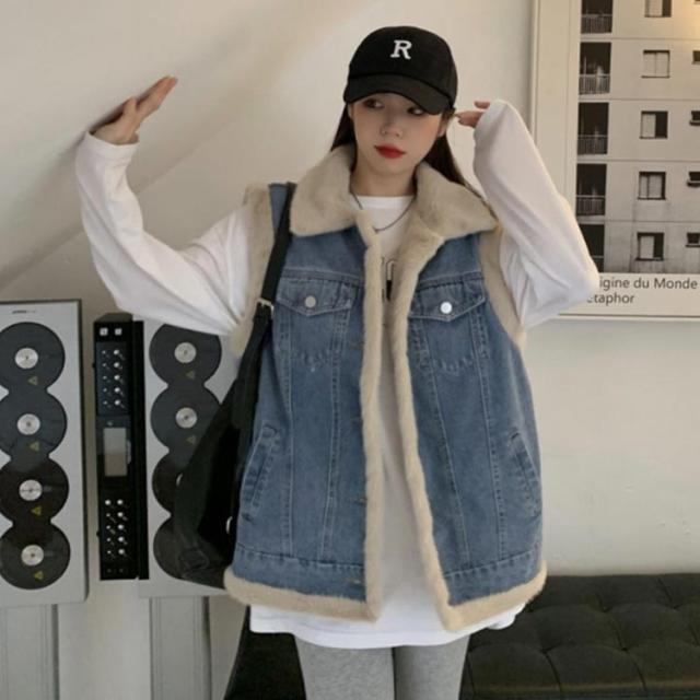 ファーベスト ベスト デニムベスト レディース 暖かい デニムベスト