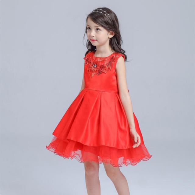 子供 結婚式ドレス140 赤 子供ドレス 100 結婚式 フォーマル 女の子用 チュール レッド 赤