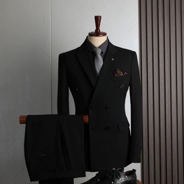 上下2点セット 紳士 スーツ 出張 新作 服 秋 上下セット ズボン スリーピース メンズ ダブルブレスト 春 結婚式 冬 ダブルスーツ セットアップ ドレスコートフォーマル 面接 スリム ビジネス 仕事 大きいサイズ 両前 冠婚葬祭 ビジネススーツ_3