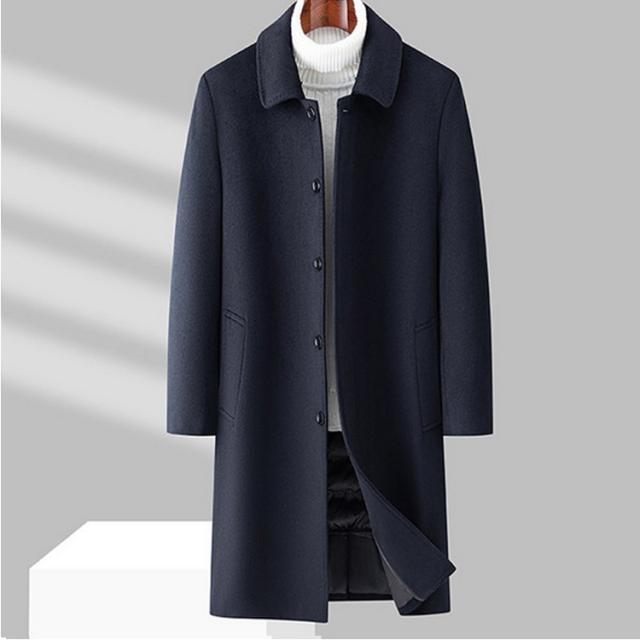 M-4XL 防寒 ロング ロング丈 メンズ チェスターコート ウール混 厚手 通勤コート ダックダウン 防寒着 ウールコート ダウンジャケット 暖かい M-4XL 冬服 インナー付き 脱着可 アウター 細身 スリム 紳士 通勤_2