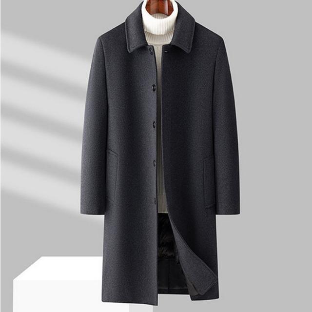 M-4XL 防寒 ロング ロング丈 メンズ チェスターコート ウール混 厚手 通勤コート ダックダウン 防寒着 ウールコート ダウンジャケット 暖かい M-4XL 冬服 インナー付き 脱着可 アウター 細身 スリム 紳士 通勤_4
