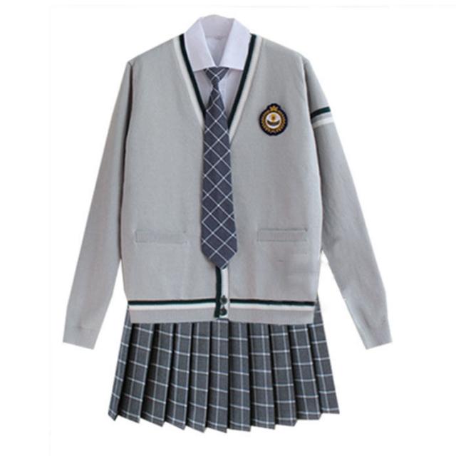 スクールスーツ シャツ 女子高生 全20タイプ 長袖 5点セット カーディガン ネクタイ プリーツスカート 上下セット コスプレ ワッペン 学校制服 女の子 年間使いやすい 制服 学生服 高校 中学 通学 発表会 JK制服の通販は