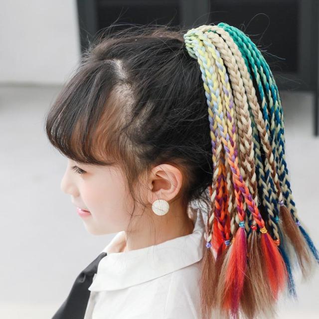 キッズつけ毛 三つ編み ウィッグ 20colors ゴム付き 衣装DANCE