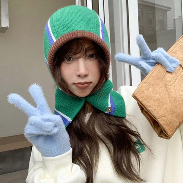 ニット ネックウォーマー フード付き レディース 寒さ対策 かわいい 