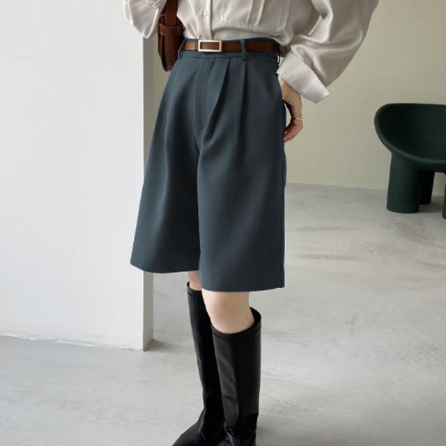 ハーフパンツ レディース ボ ワイド ガウチョ パンツ 膝丈 五分丈 秋冬