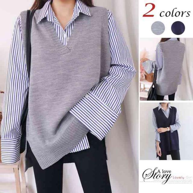 ジレ ベスト レディース アウター トップス ノースリーブ 重ね着 レイヤード 通勤 オフィス カジュアル おしゃれ ブラック 秋冬新作 フリー？