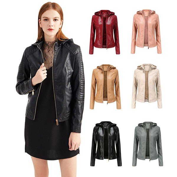 レザージャケット レディース 40代 裏起毛 秋冬 ライダースジャケット 革ジャン ブルゾンアウター PUジャケット 大きいサイズ フード付き 上品 着痩せ おしゃれの通販は 6,547円