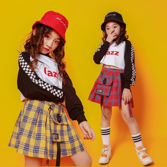 キッズダンス衣装 ヒップホップ HIPHOP チェック チア