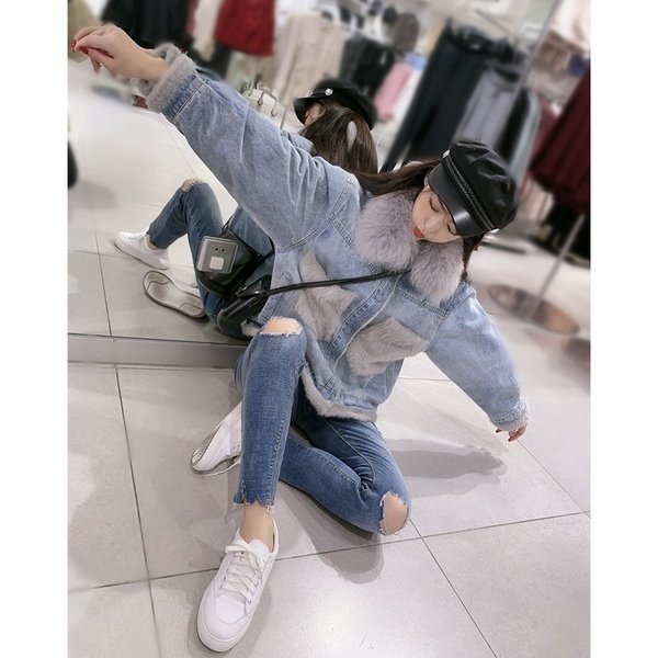 デニムコート ボア付き ジャケット レディース ファー付き コート