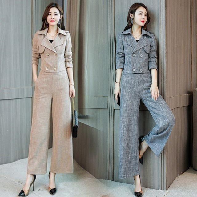 セットアップ レディース きれいめ 春秋 復古風 上下セット スーツセット 40代 30代 50代 チェック 長袖 着痩せ 韓国風 通勤 オシャレ オフィス 2色