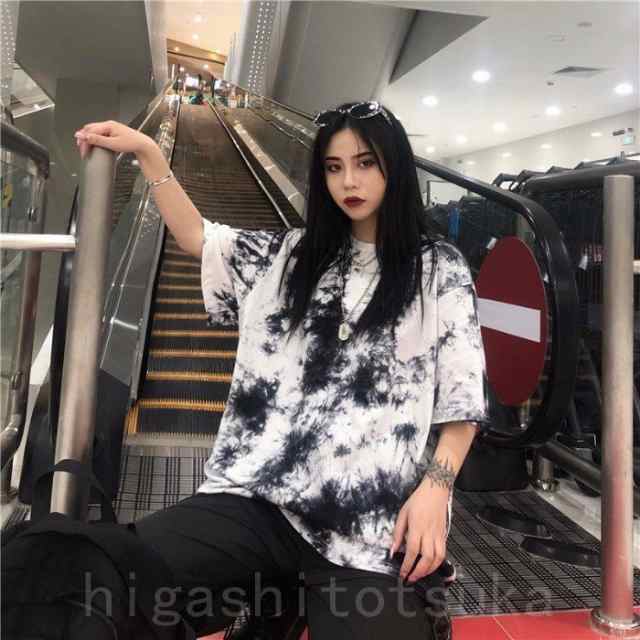 Tシャツ レディース タイダイ柄 半袖 夏 ゆるい トップス 韓国ファッション 原宿系 BF風 ヒップホップ ダンス ストリート風 カジュアル