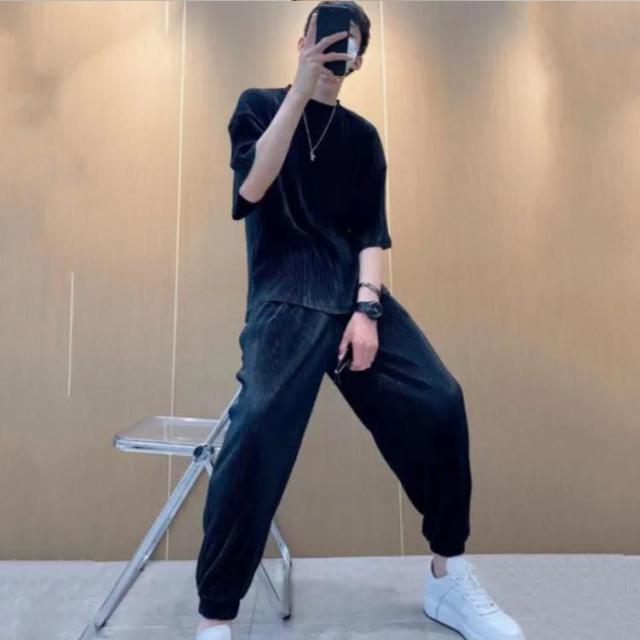接触冷感 半袖 セットアップ メンズ Tシャツ メンズ 半袖 ロング