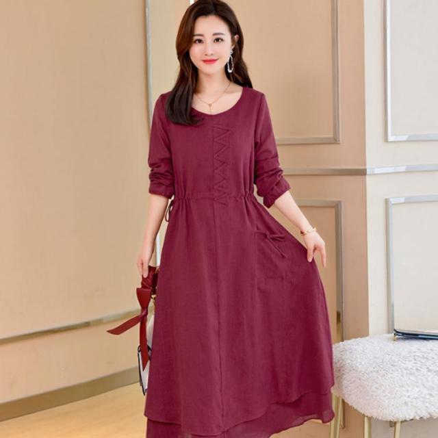 全3色×6サイズ！重ねき風 マキシワンピース ロングワンピース