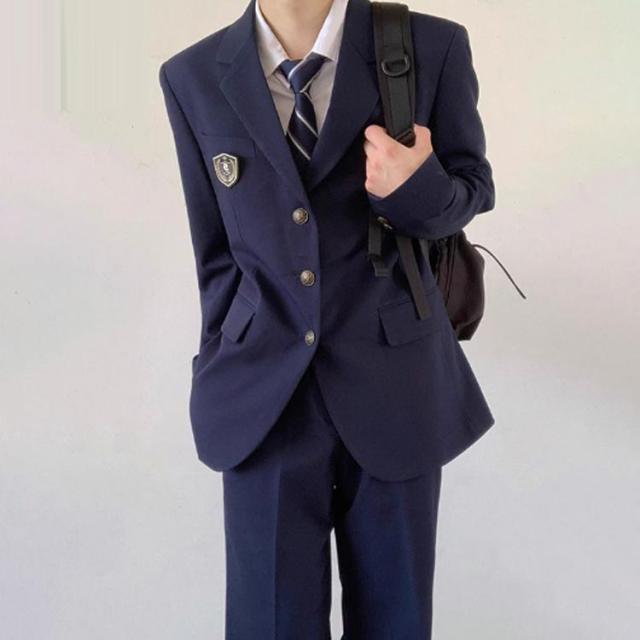 スーツセットアップ ロングパンツ スーツ 高校生 無地 スクールシャツ スラックス 送料無料 男子高校制服 制服 学生 フォーマル 学生服 男子ブレザー 中学 スクールジャケット ブレザー 学生服 上下セット コート スクールブレザー_1