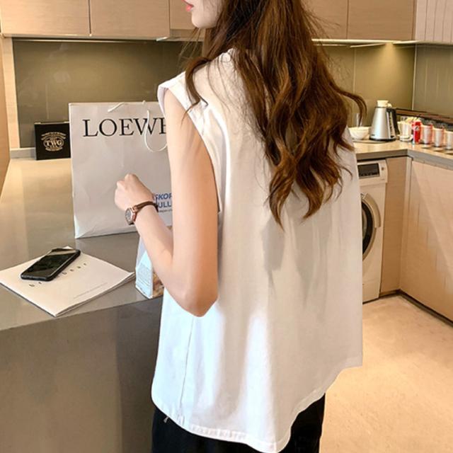 ノースリーブカットソー レディース ノースリーブトップス カットソー ノースリーブtシャツ トップス ラウンドネック ゆったり 無地 シンの通販はau Pay マーケット The Tnk Shop