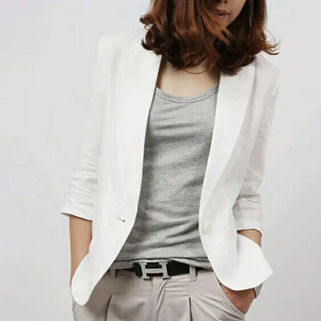 ホワイトジャケット レディース 夏 ジャケット 綿麻 リネンジャケット