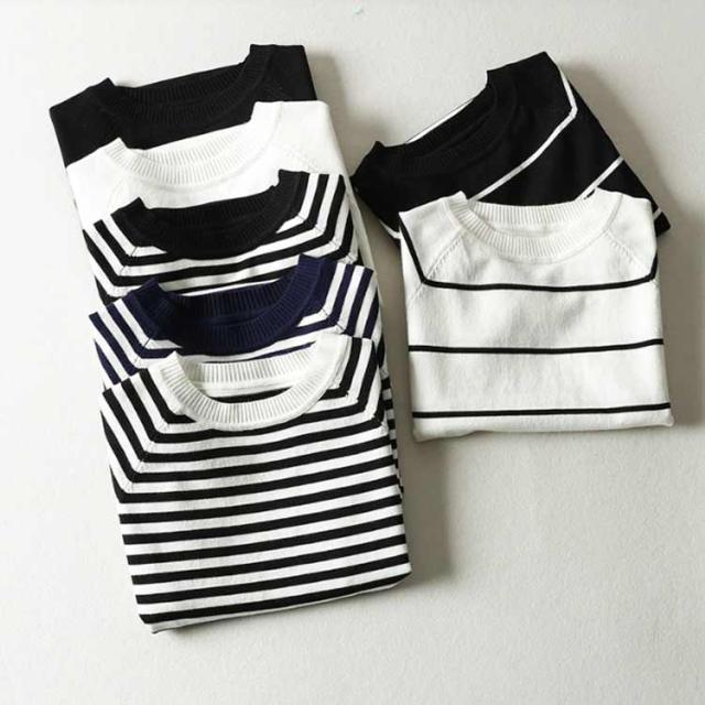 サマーニット Tシャツ 半袖 ボーダー レディース カットソー