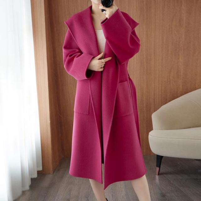 フード付き ウールコート レディース ベルテッドコート ロングコート 長袖 ウール コート ポケット付き ベルト付き ロング丈 上品 エレガント 高級感 通勤 秋冬 前開き 20代 30代 40代 50代 S M L ウールコート フード付き レディース ベルテッドコート ロングコート