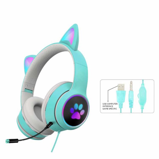 ヘッドホン ヘッドフォン 猫耳 ヘッドセット PC 高音質 3.5mm