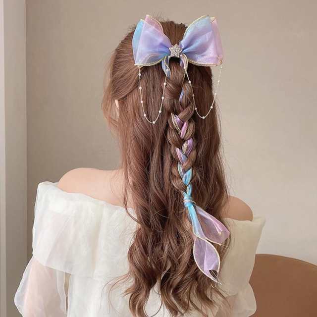ヘアクリップ リボン オーガンジー 透け感 クラディーション