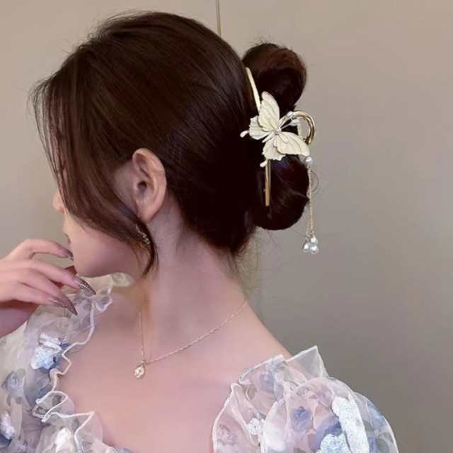 2個組 ヘアクリップ バレッタ まとめ髪 ツイスト メタル ゴールド