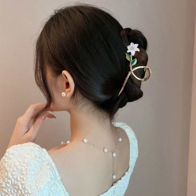 2個組 ヘアクリップ バレッタ まとめ髪 ツイスト メタル ゴールド