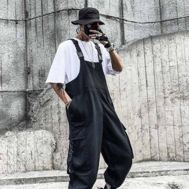 ゆ*り様 ブラックサロペット・オーバーオール オーバーオール メンズ レディース サロペット ユニセックス