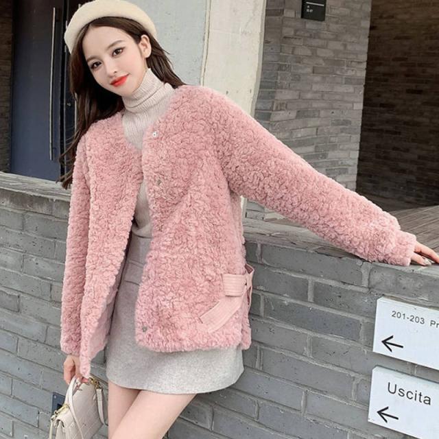 レディース リボン付きボアジャケット ショート丈 秋冬 リボン付き