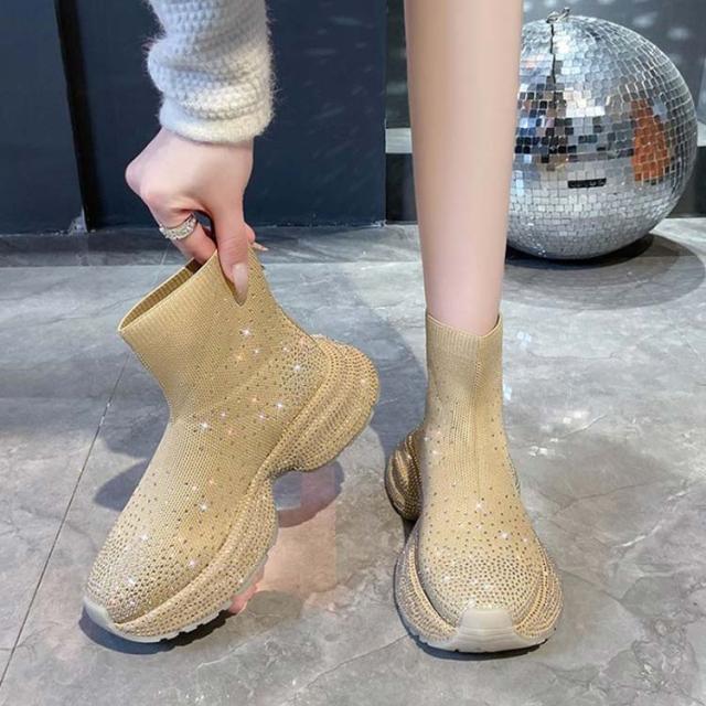 ショートブーツ レディース ニットソックススニーカー スニーカー