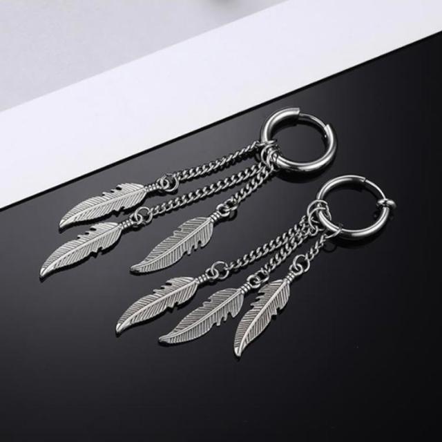 3連 メンズ 両耳 モチーフ リング フープピアス スティック